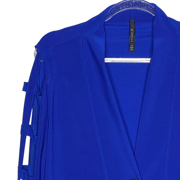 IC by Connie K Womens Size Small Blue Single Button Blazer Jacket Open Sleeves - Picture 2 of 8